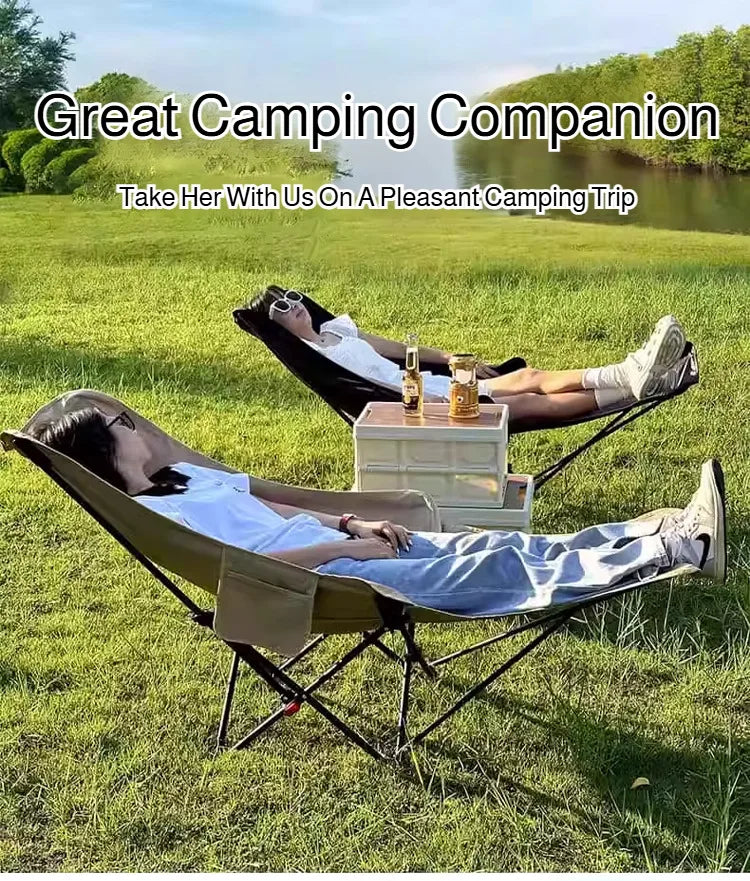 Outdoor Portable Camping Recliner Foldable Nap Beach Chair with Leg Support