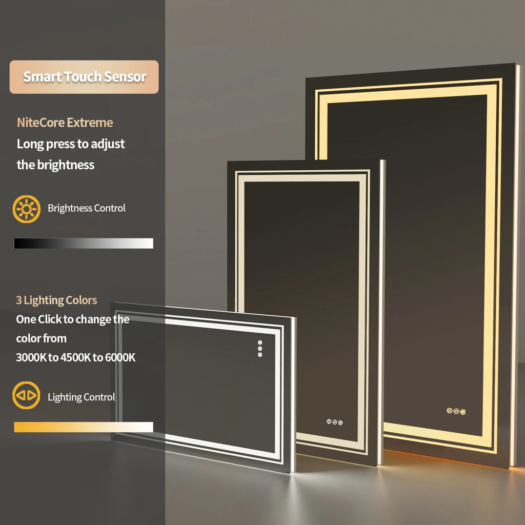 20x28 Inch Led  Rectangle Mirror for Bathroom with Front Light and Backlit Anti Fog Function Wall Backlit Decor Vanity Mirrors