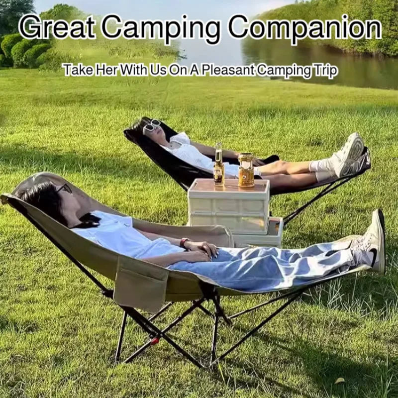 Outdoor Portable Camping Recliner Foldable Nap Beach Chair with Leg Support