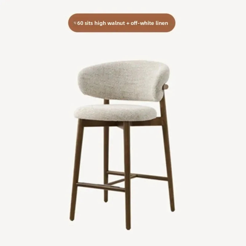 Modern Solid Wood Chairs Light Luxury Nordic Island Table Bar High Foot Designer Simple Home Comfortable Back Leisure Bar Chairs
