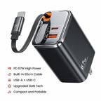 Toocki 67W GaN USB C Charger With Retractable Type C Cable