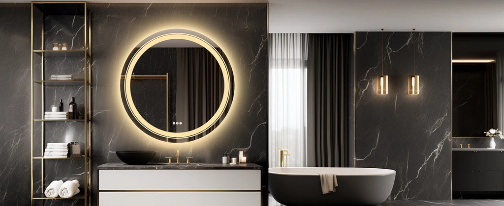 600mm LED Round Wall Mounted Vanity Mirror with Demister Pad Smart Touch Sensor Memory Function Backlit Front Lighted 3 Colors