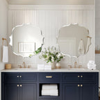 Wisfor Scalloped Edge Beveled Frameless Bathroom Wall Mirror for Living room, Bedroom, Entrance