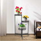 3/4 Tier Metal Plant Stand Indoor Black Tall Flower Pot Holder Display Rack Foldable for Patio Garden Living Room Corner Balcony