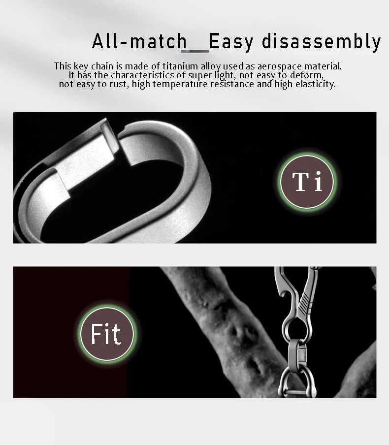 Titanium Alloy Quick Release Key Ring With Black PVD Coating-For Car Keys, EDC Accessories, Durable Compact Metal Connector Ring