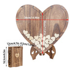 Wedding Guest Book Wooden 88pcs Heart-shaped Bracket Pastoral Wedding Storage Box Birthday Message Carving Carbonized Wood