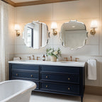 Wisfor Scalloped Edge Beveled Frameless Bathroom Wall Mirror for Living room, Bedroom, Entrance