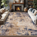 VIKAMA Modern Living Room Carpet Blue And White Gradient Texture Short Pile Anti Slip Easy To Clean Living Room Bedroom Carpet