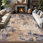 VIKAMA Modern Living Room Carpet Blue And White Gradient Texture Short Pile Anti Slip Easy To Clean Living Room Bedroom Carpet