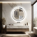 800mm LED Circle Wall Mounted Vanity Mirror with Demister Pad Smart Touch Sensor Memory Function Backlit Front Lighted 3 Colors