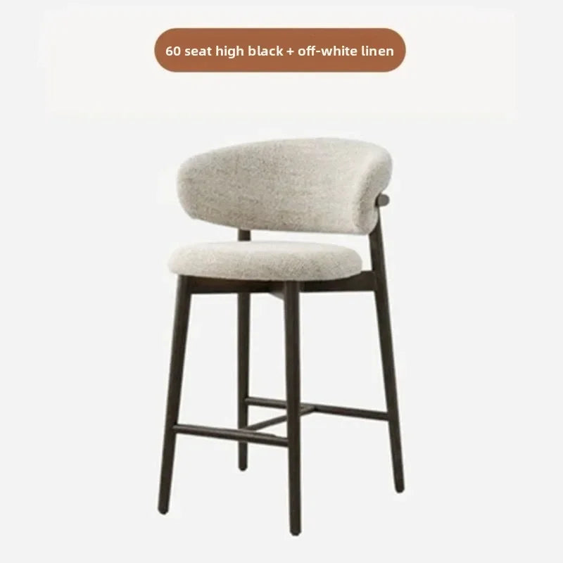 Modern Solid Wood Chairs Light Luxury Nordic Island Table Bar High Foot Designer Simple Home Comfortable Back Leisure Bar Chairs