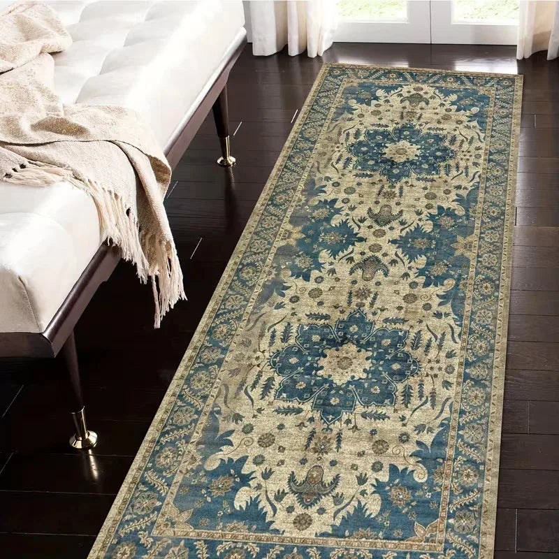 VIKAMA Vintage Ethnic Rug - Non-Slip & Durable Bedroom Entrance & Bedside Mat Hallway & Corridor Rug Home Decor
