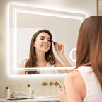 Wisfor LED Lighted Smart Bathroom Mirror 3X Lighted Magnifier Wall Mounted White Light Front Backlit Dimmable Anti-Fog