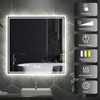 32 X 32 Inch LED Lighted Bathroom Mirror for Bathroom Wall Mounted Lighted Vanity Mirror Dimmable White Anti-Fog Vanity