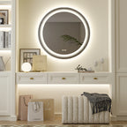 600mm LED Round Wall Mounted Vanity Mirror with Demister Pad Smart Touch Sensor Memory Function Backlit Front Lighted 3 Colors