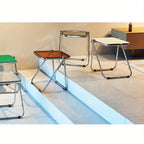 Chic Transparent Folding Side Table - Modern Coffee Table with Metal Frame, Ideal for Living Room Bedroom & Compact Storage