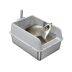 Bingopaw Stainless Steel Litter Box with Lid, High Sides Metal Litter Box System for for Big Cats, Anti-Leakage, Easy Cleaning