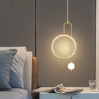 Modern Simple Ring Glass Ball Pendant Lamp Luxury Living Room Study Led Hanging Chandelier Bedroom Bedhead Decorative Lighting
