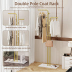 Metal Coat Rack Freestanding with Natural Marble Base, Entryway Coats Hanger Stand with 5 Hooks, Home Hotel Hall Tree for Coats