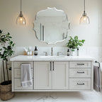 Wisfor Scalloped Edge Beveled Frameless Bathroom Wall Mirror for Living room, Bedroom, Entrance