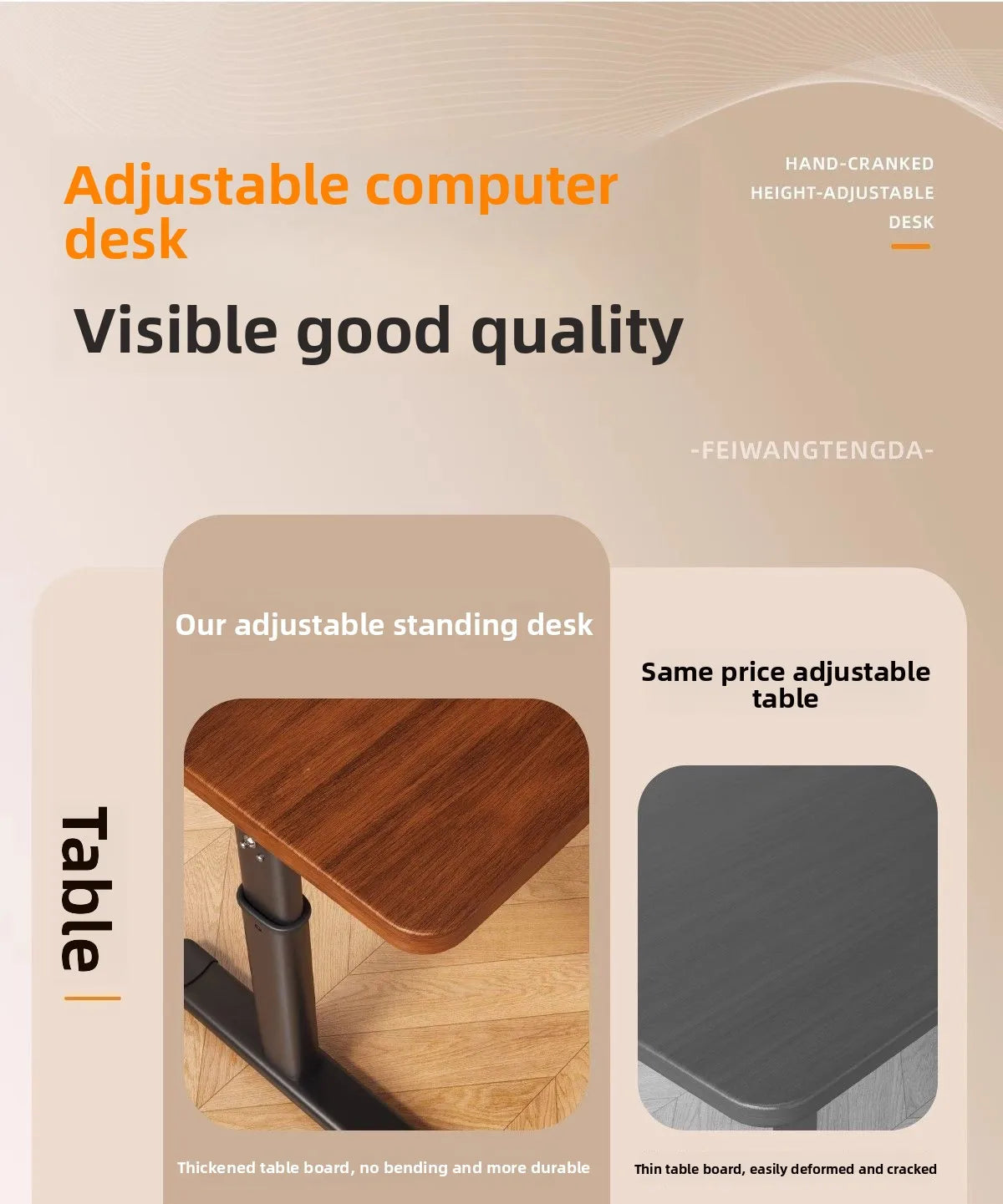 Modern Simple Adjustable Height Computer Desk Ergonomic Study Table for Home Office Durable Writing Desk Furniture