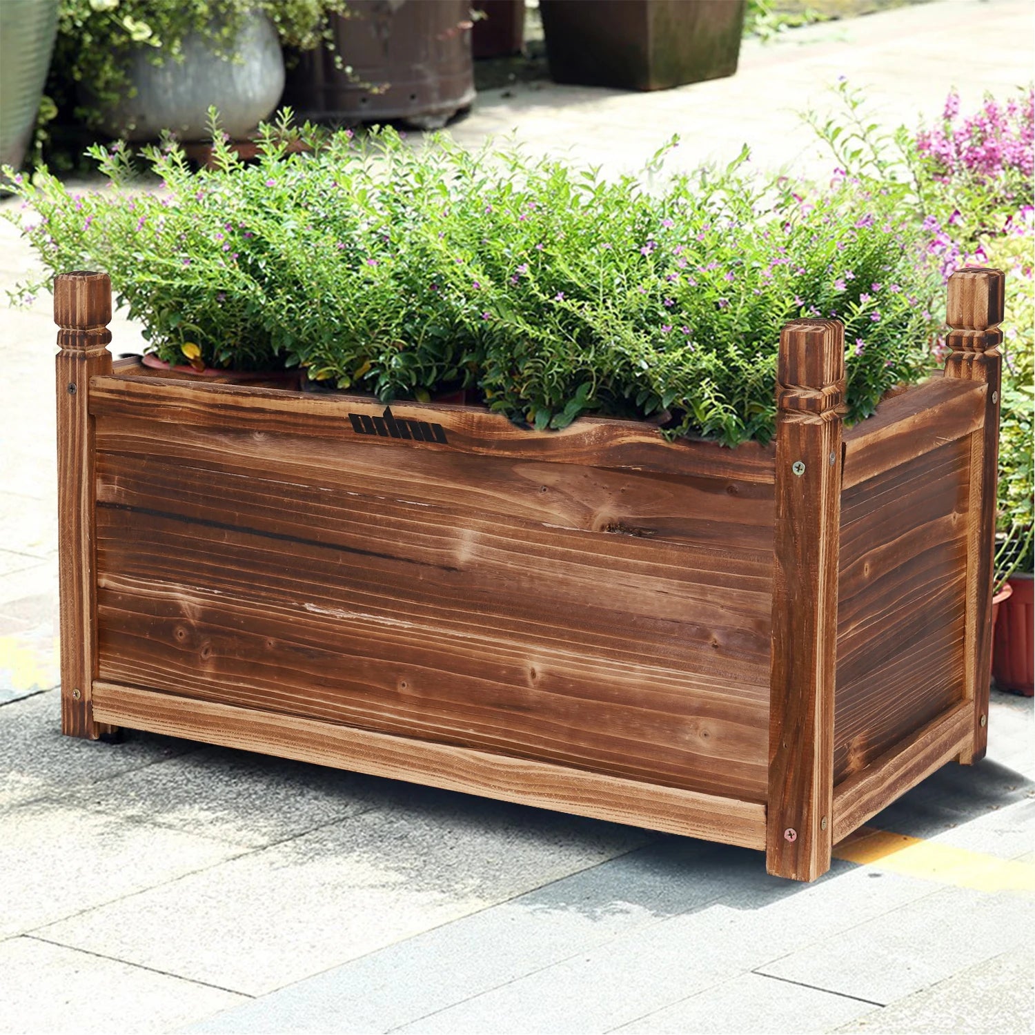 Raised Garden Bed Flower or Vegetable Planter Window Mounted Plant Box for Garden, Yard Wood Box for Planting