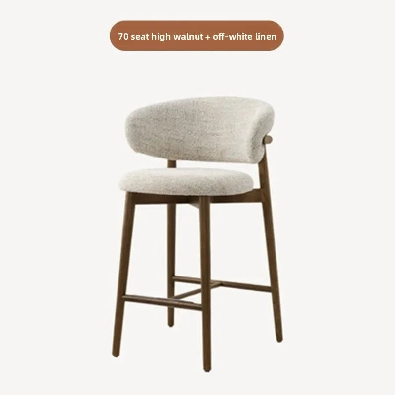 Modern Solid Wood Chairs Light Luxury Nordic Island Table Bar High Foot Designer Simple Home Comfortable Back Leisure Bar Chairs