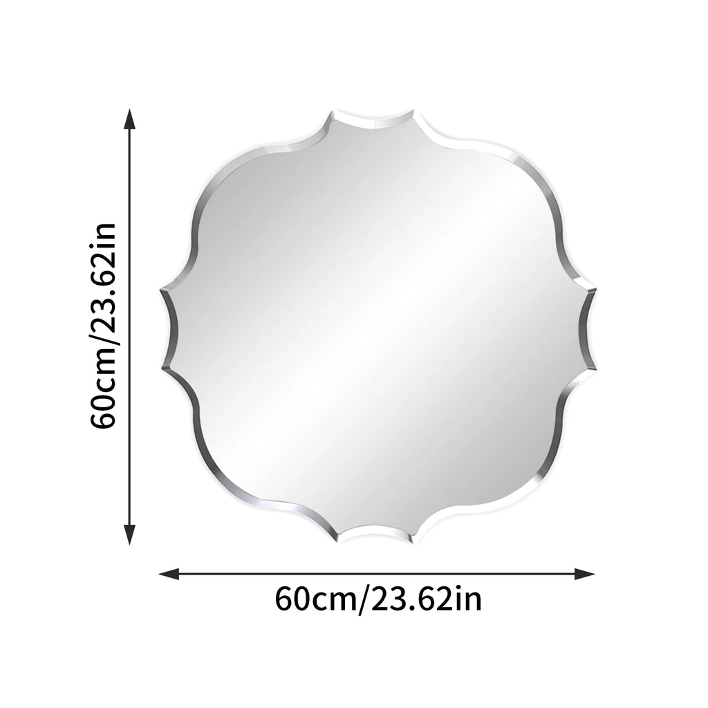 Wisfor Scalloped Edge Beveled Frameless Bathroom Wall Mirror for Living room, Bedroom, Entrance