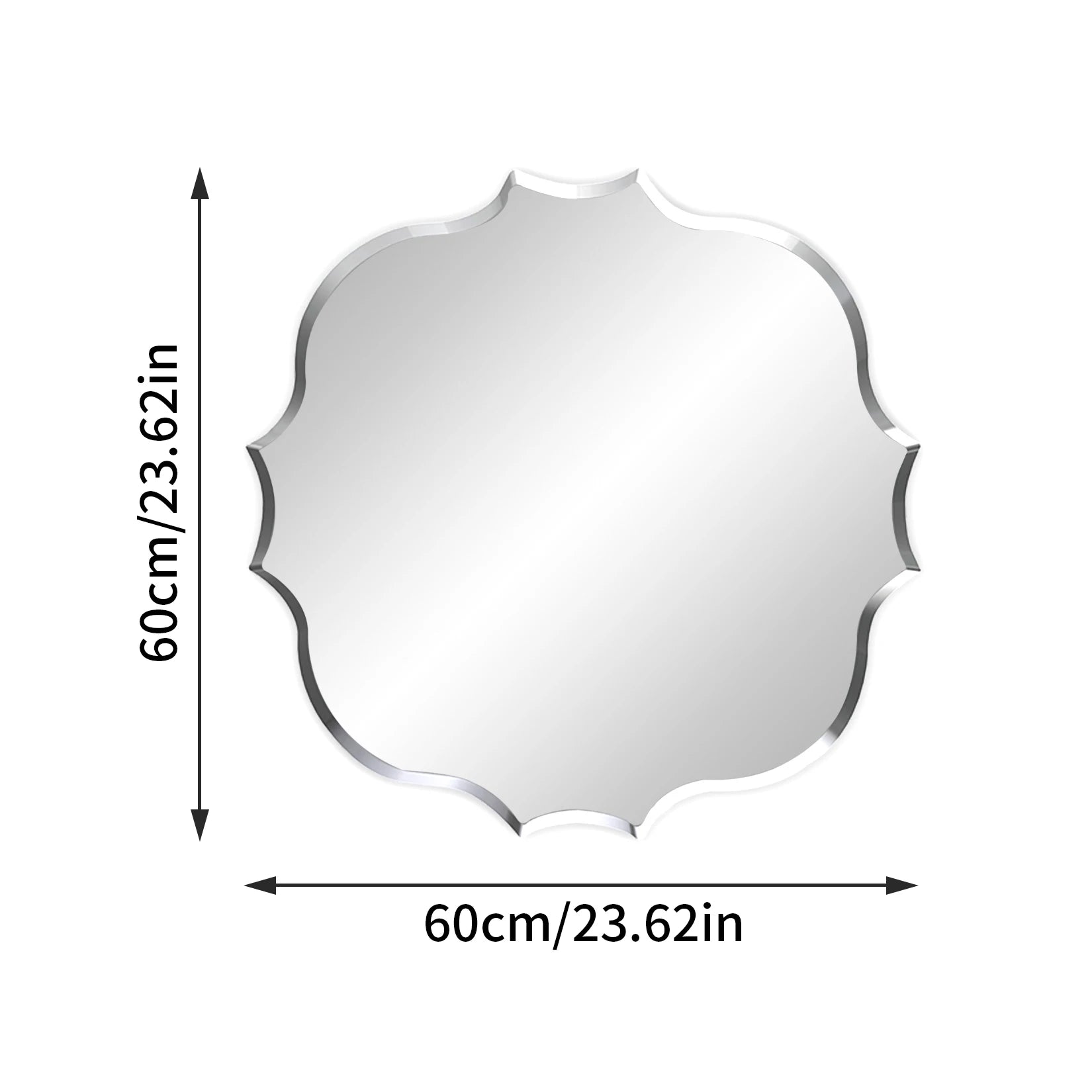 Wisfor Scalloped Edge Beveled Frameless Bathroom Wall Mirror for Living room, Bedroom, Entrance