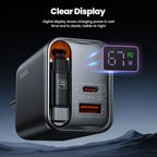 Toocki 67W GaN USB C Charger With Retractable Type C Cable