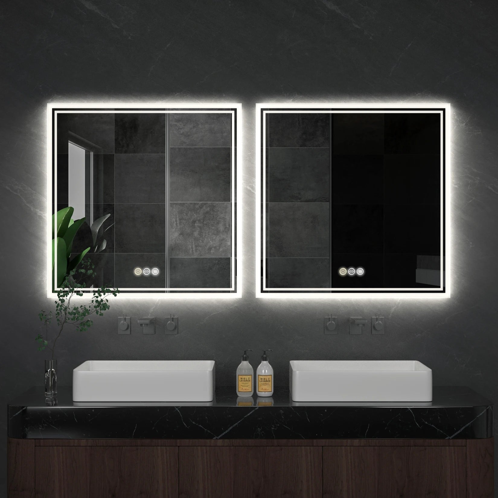32 X 32 Inch LED Lighted Bathroom Mirror for Bathroom Wall Mounted Lighted Vanity Mirror Dimmable White Anti-Fog Vanity