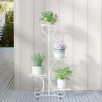 Metal Plant Shelf Flower Display Stand Garden Planter Holder with 4 Tier Shelves Indoor (Black)
