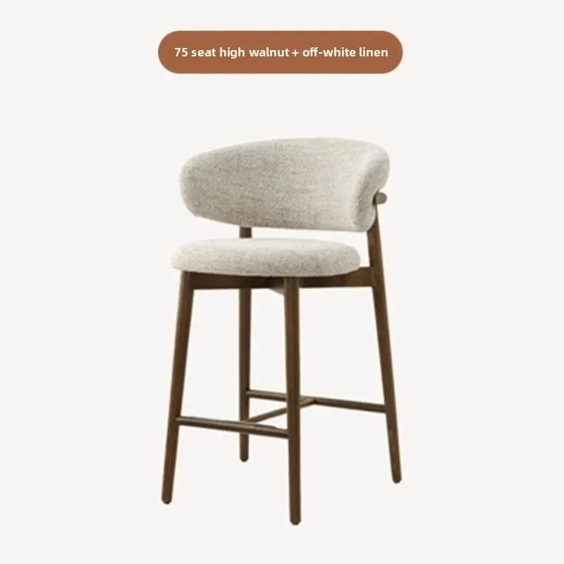 Modern Solid Wood Chairs Light Luxury Nordic Island Table Bar High Foot Designer Simple Home Comfortable Back Leisure Bar Chairs