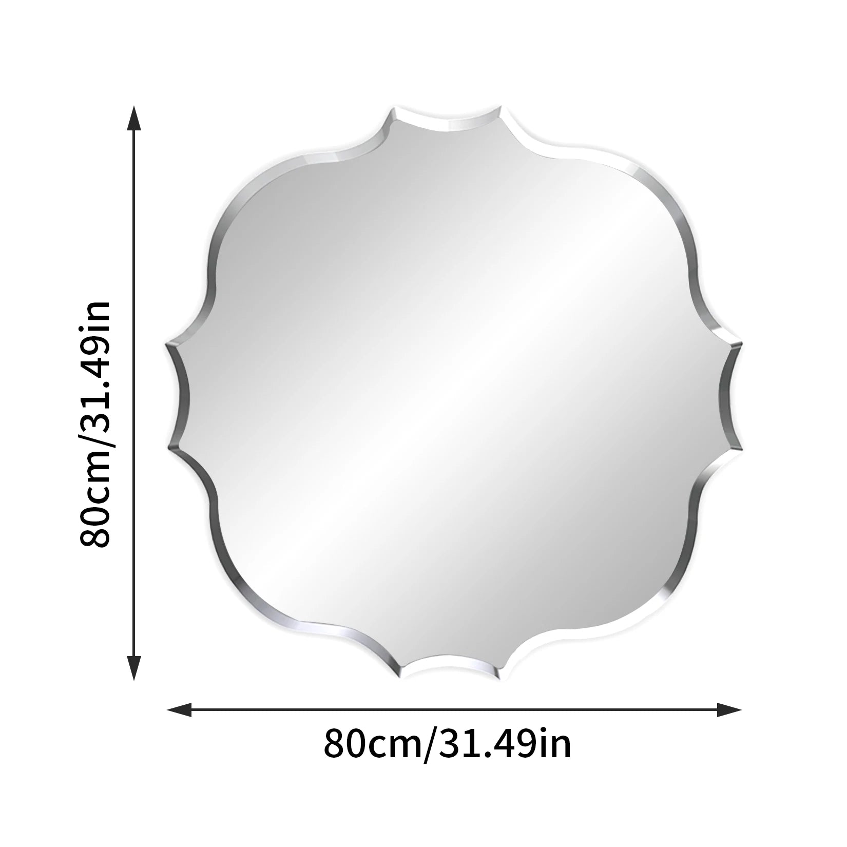 Wisfor Scalloped Edge Beveled Frameless Bathroom Wall Mirror for Living room, Bedroom, Entrance