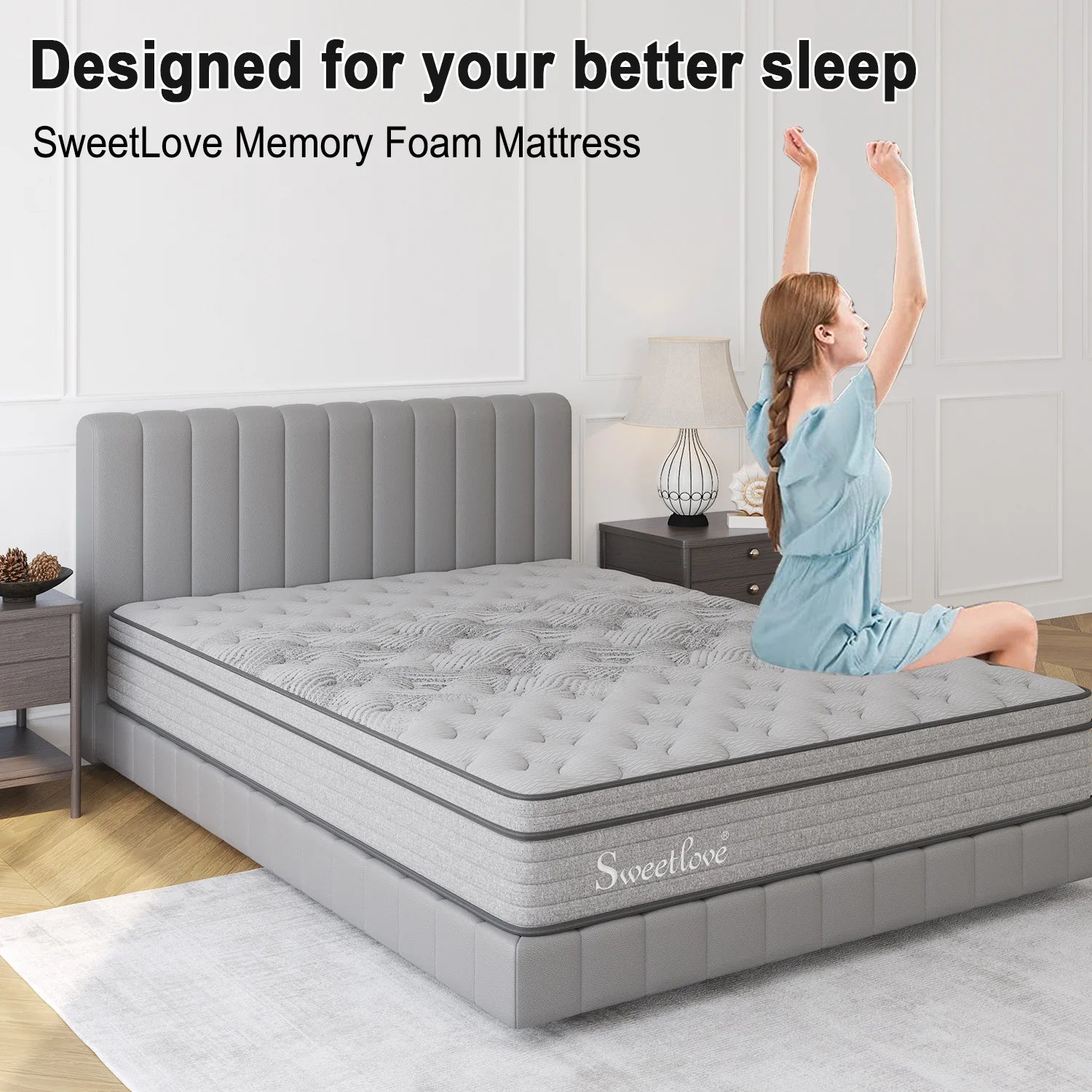 Queen Size Bed Mattress Bamboo Charcoal Memory Foam No Spring