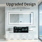 Wisfor 48x24 LED Bathroom Mirror with Dual Lights, Anti-Fog, Bluetooth Speaker, 3 Colors Temperature & Dimmable, Lighted Mirrors