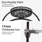 unho 6 Potted Metal Plant Stand Garden Cart Wrought Iron Flower Pots Rack Holder Display Shelf with Wheels for Patio Porch