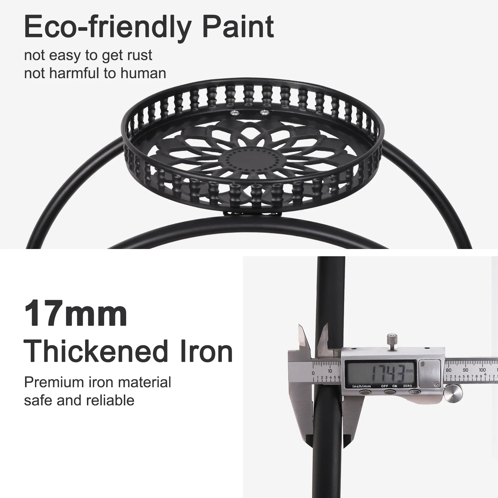 unho 6 Potted Metal Plant Stand Garden Cart Wrought Iron Flower Pots Rack Holder Display Shelf with Wheels for Patio Porch