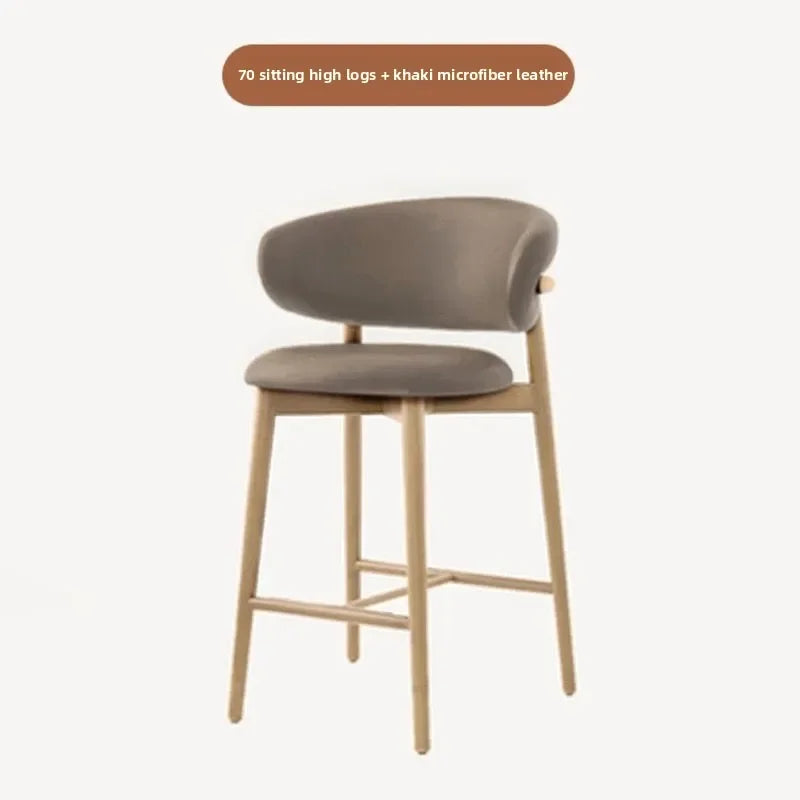 Modern Solid Wood Chairs Light Luxury Nordic Island Table Bar High Foot Designer Simple Home Comfortable Back Leisure Bar Chairs