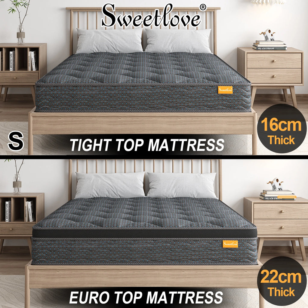 Queen Double King Single Bed Mattress Innerspring Foam Euro Tight Top 16cm/22cm