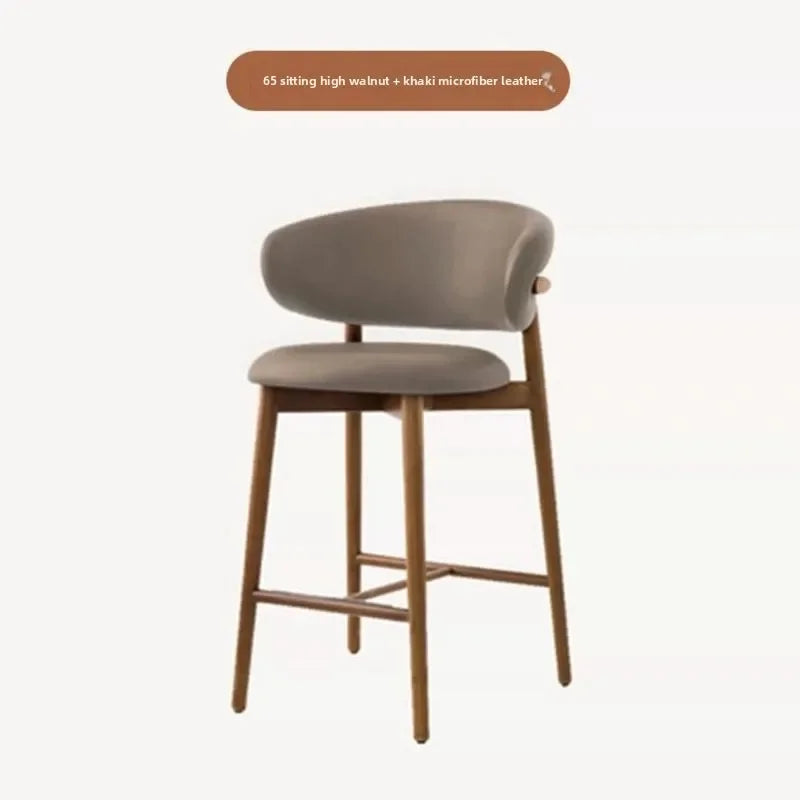 Modern Solid Wood Chairs Light Luxury Nordic Island Table Bar High Foot Designer Simple Home Comfortable Back Leisure Bar Chairs