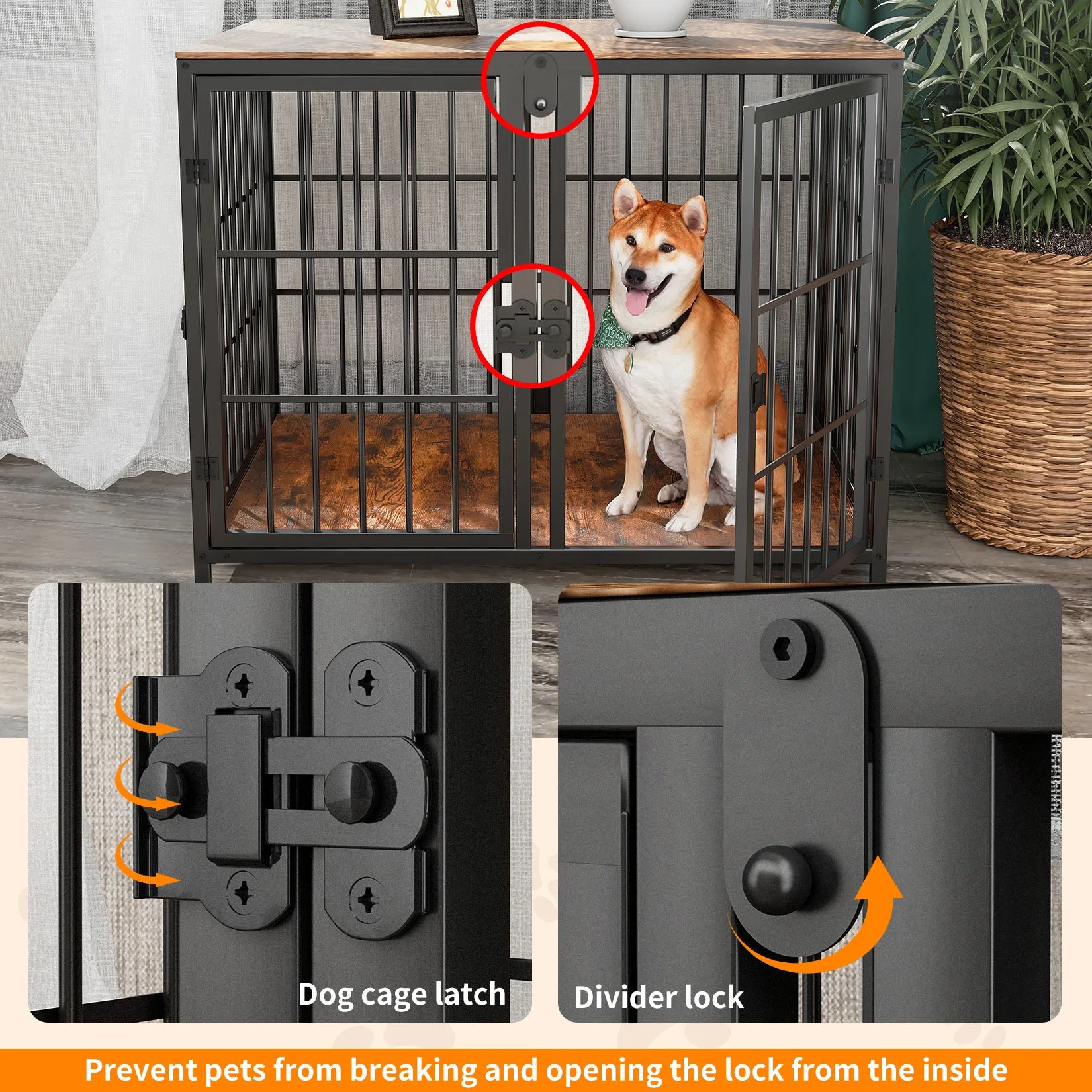 Dog Crate Furniture Heavy Duty Dog Kennels, End Side Table, Wooden Dog House for Small Medium Large Dog Chew-Resistant