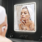 32 X 32 Inch LED Lighted Bathroom Mirror for Bathroom Wall Mounted Lighted Vanity Mirror Dimmable White Anti-Fog Vanity