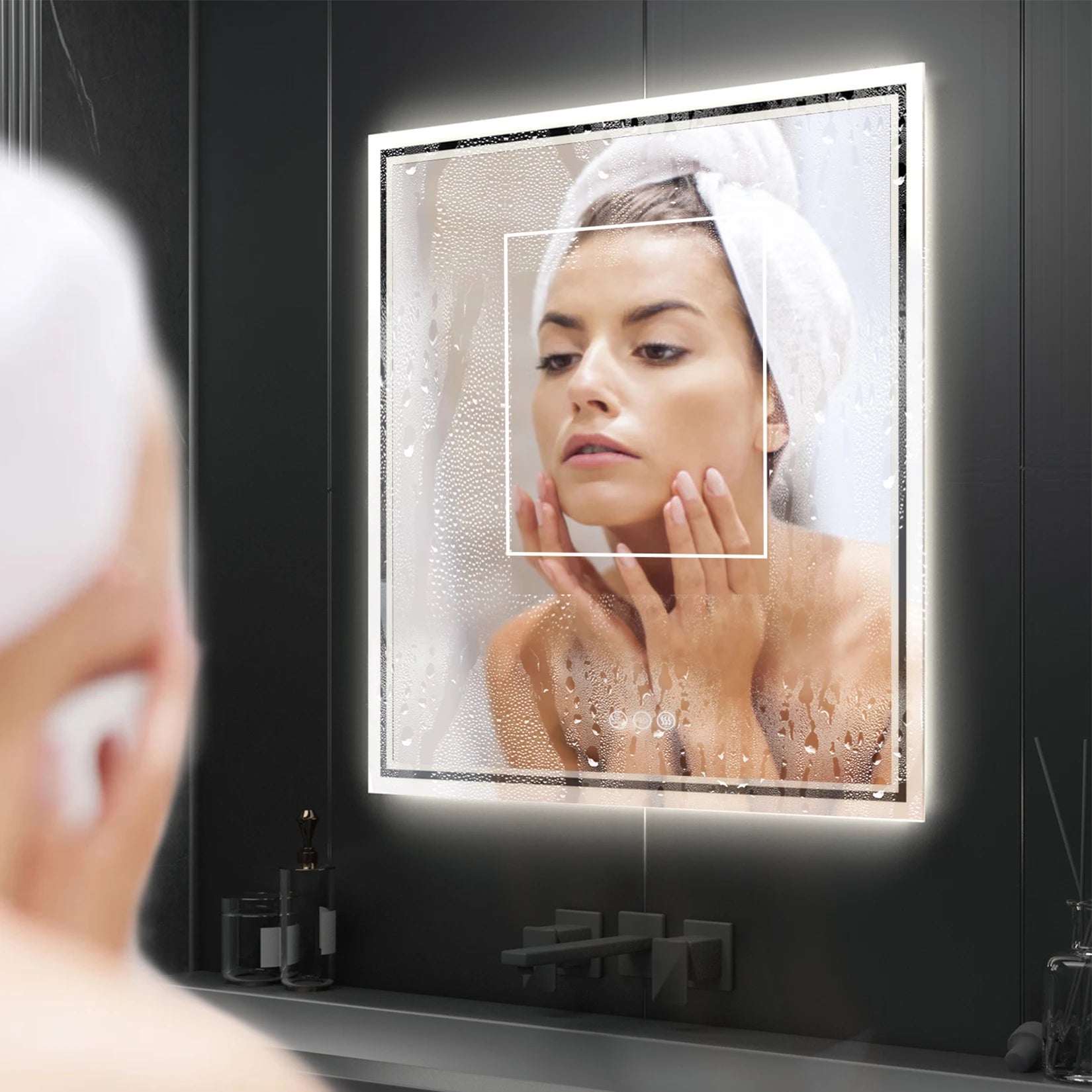 32 X 32 Inch LED Lighted Bathroom Mirror for Bathroom Wall Mounted Lighted Vanity Mirror Dimmable White Anti-Fog Vanity
