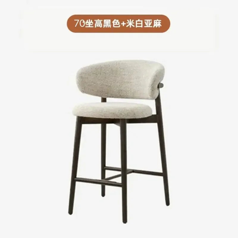 Modern Solid Wood Chairs Light Luxury Nordic Island Table Bar High Foot Designer Simple Home Comfortable Back Leisure Bar Chairs
