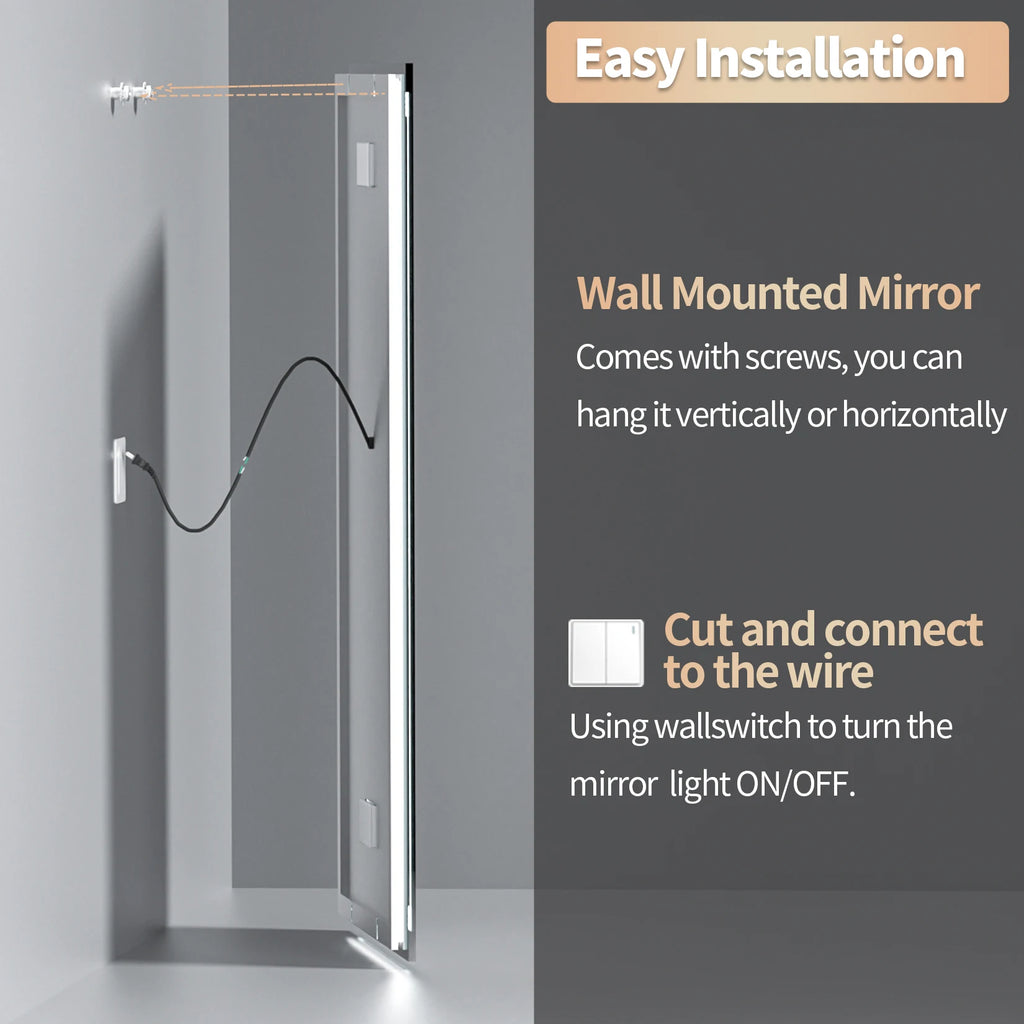Wisfor 48x24 LED Bathroom Mirror with Dual Lights, Anti-Fog, Bluetooth Speaker, 3 Colors Temperature & Dimmable, Lighted Mirrors
