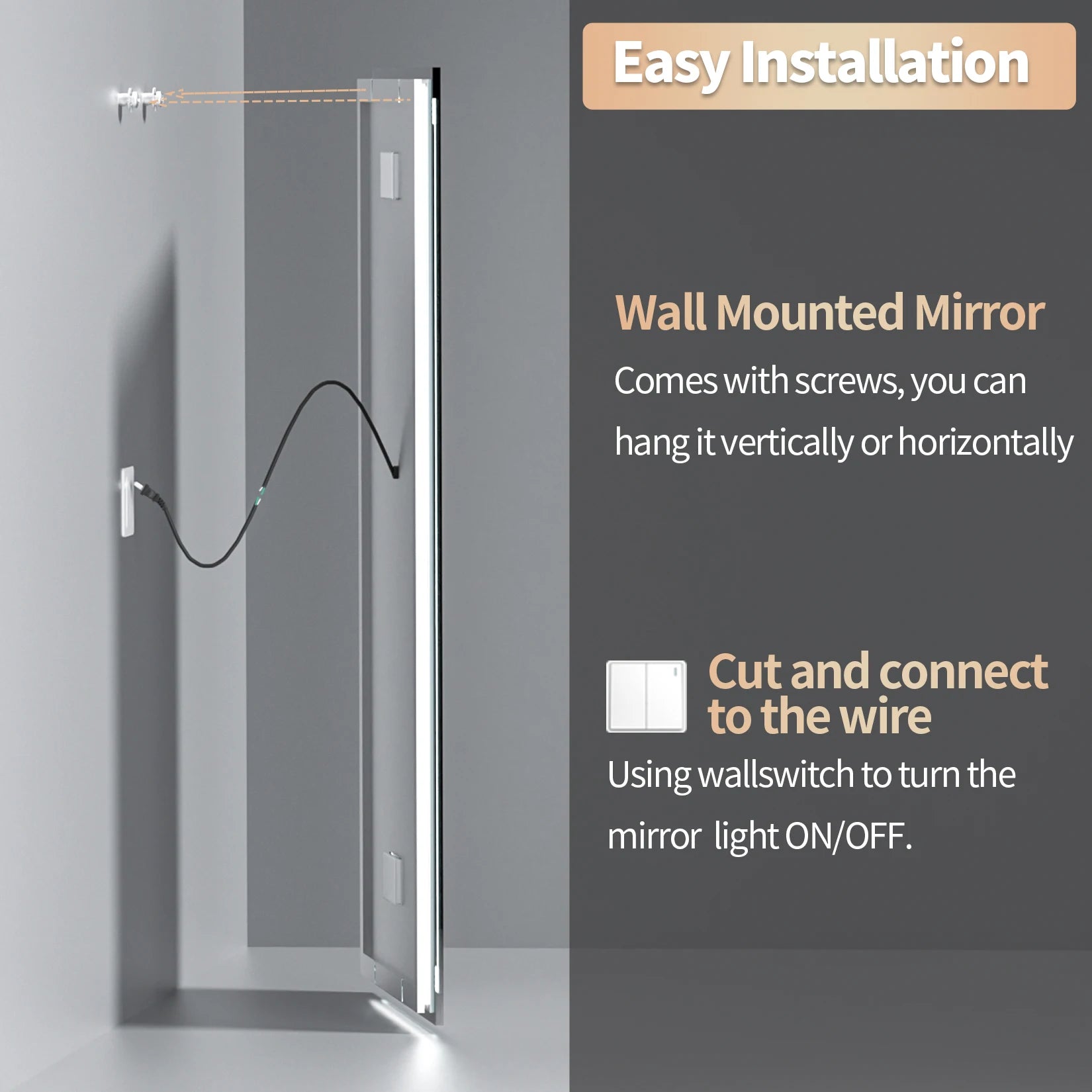 Wisfor 48x24 LED Bathroom Mirror with Dual Lights, Anti-Fog, Bluetooth Speaker, 3 Colors Temperature & Dimmable, Lighted Mirrors