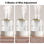 Air Humidifier 2.2L Large Capacity Home Humidifier Mute Mist Maker Double Nozzle Usb Humidifier for Bedroom with LED Night Light