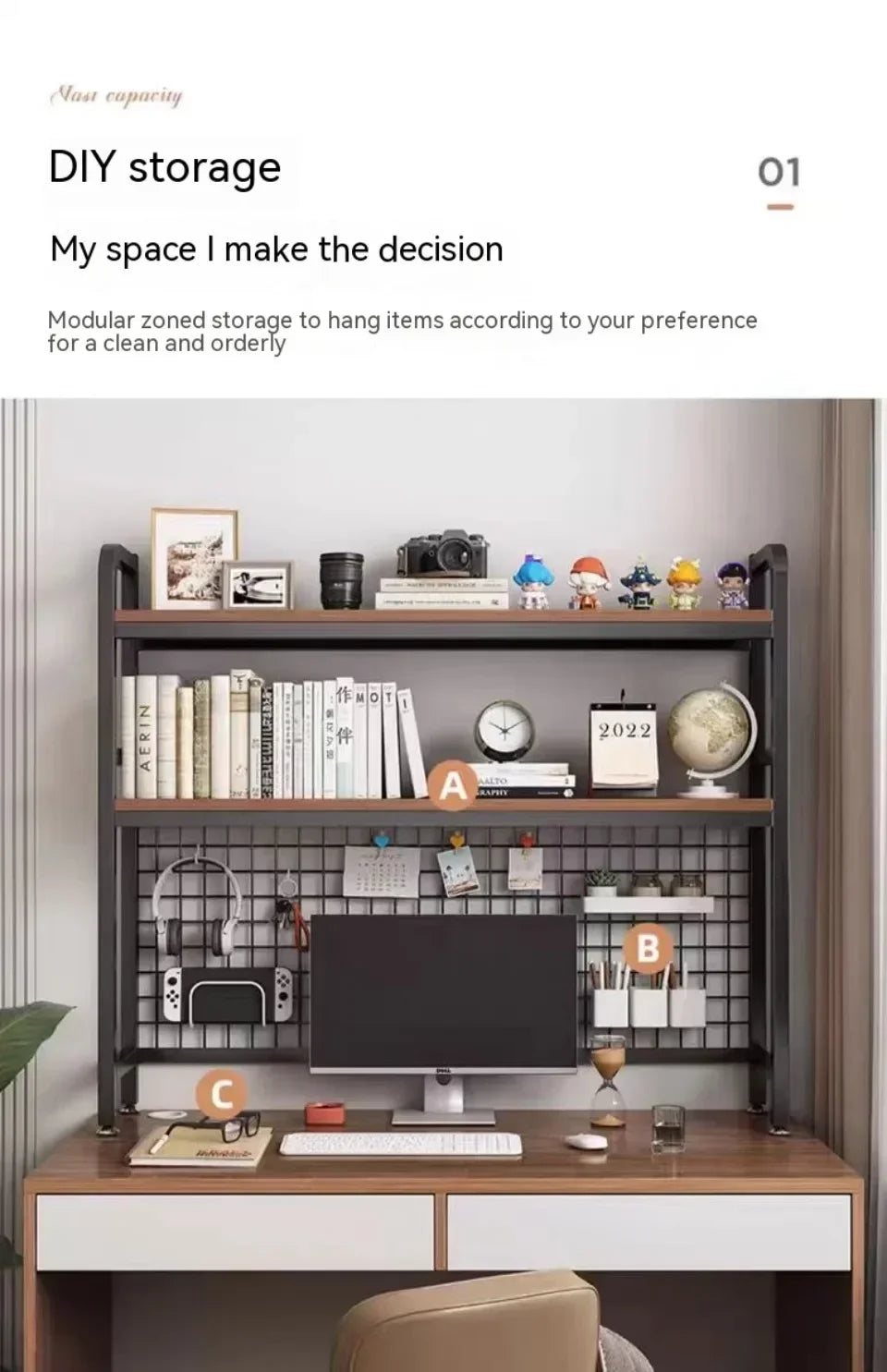 Desktop Multi-Layer Wrought Iron Shelf Bookcase