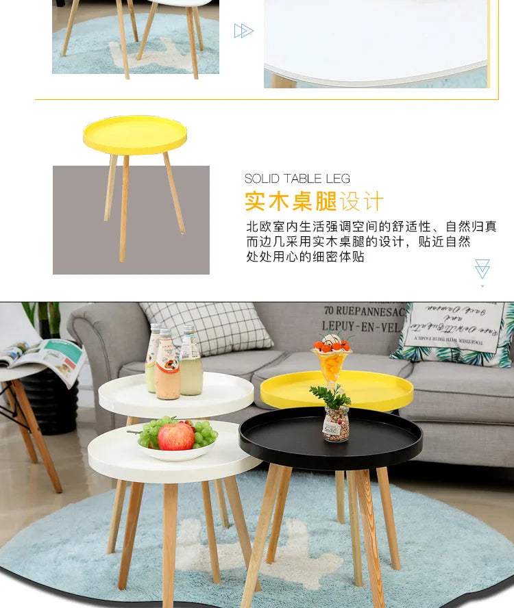 Mumucc Yellow Coffee Table,Bedside Desk,White Nordic Modern Minimalist